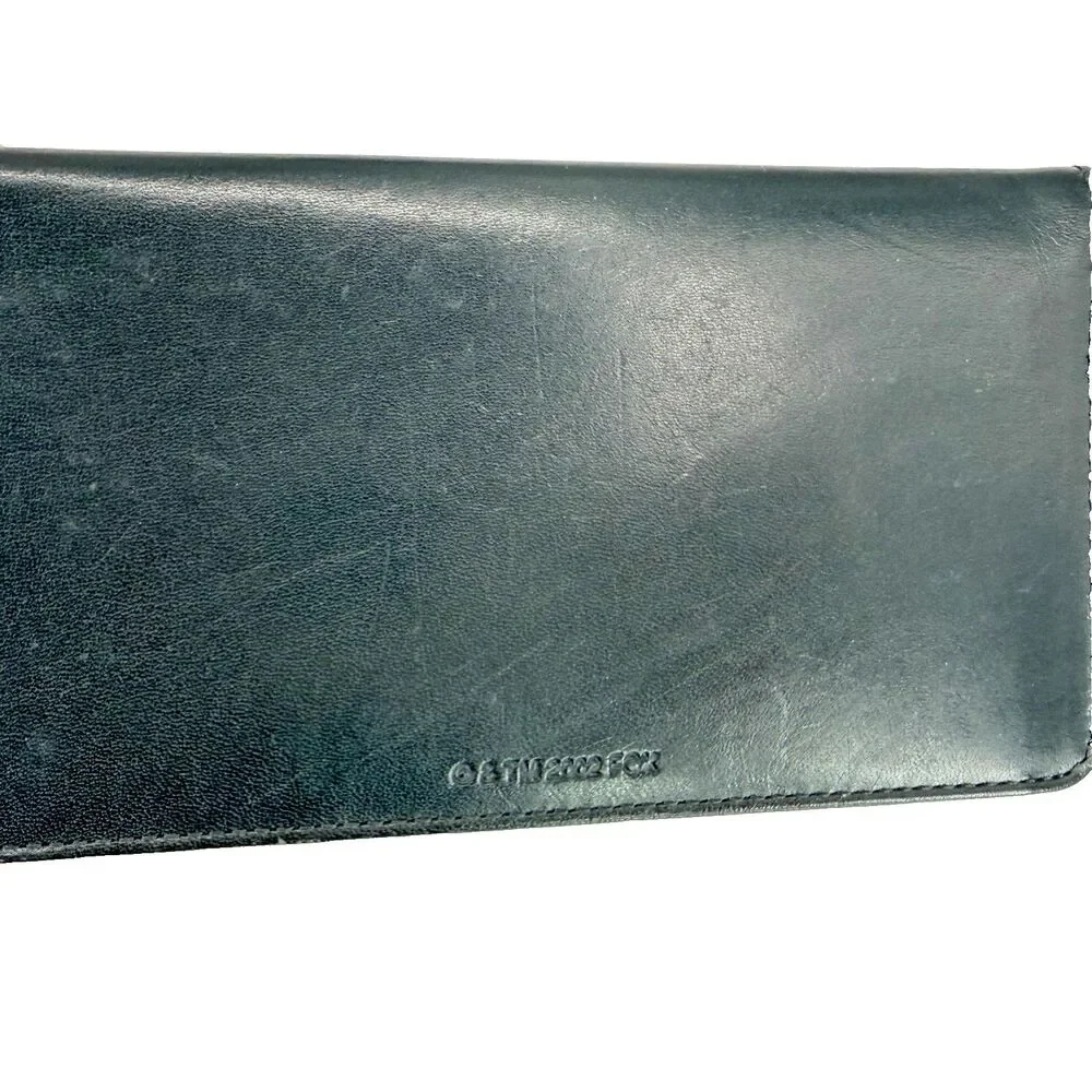 Vintage The Simpsons 2002 FOX Black Leather Checkbook Cover Wallet Matt Groening
